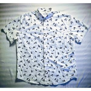 Saddlebred Men's XL White Navy Floral Button Down Shirt Classic Fit Short Sleeve